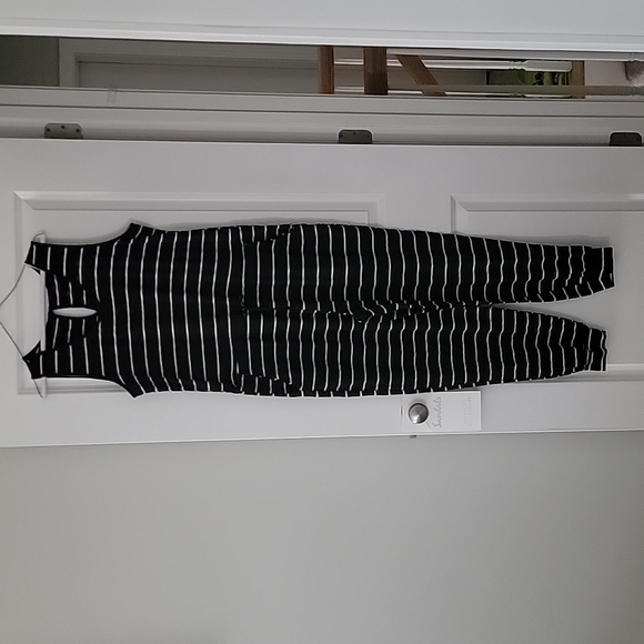 Other Pants - SOLD - NWT Black and White Striped Jumpsuit